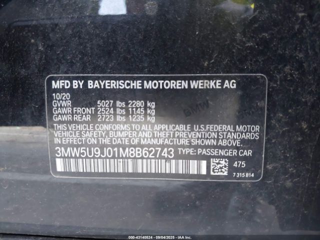 2021 BMW 3 SERIES 3MW5U9J01M8B62743 Photo 8