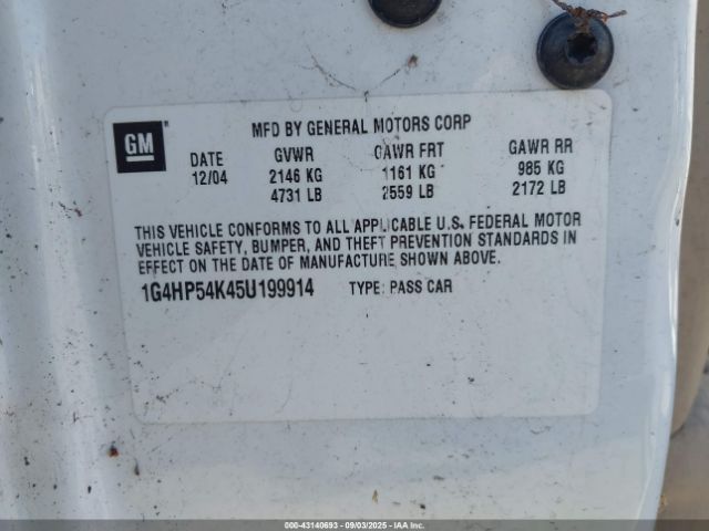 2005 BUICK LESABRE 1G4HP54K45U199914 Photo 8