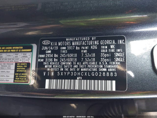 KIA gdi lambda-ii 2020 5XYP3DHCXLG028883 Image 9