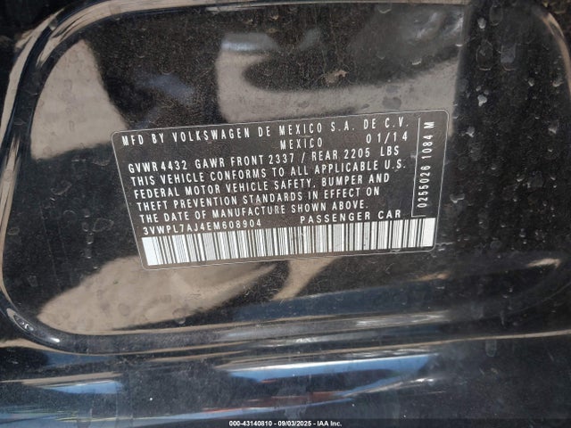 3VWPL7AJ4EM608904 Volkswagen 2014