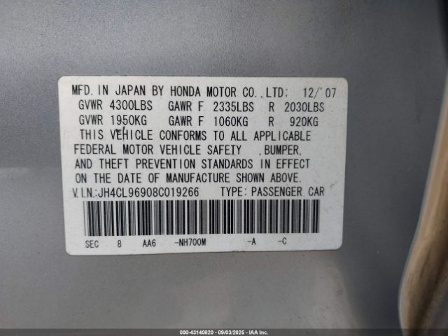 2008 ACURA TSX JH4CL96908C019266 Photo 8