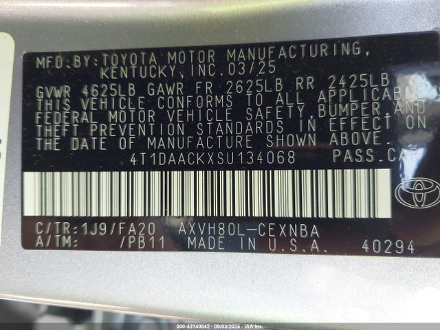 Toyota a25a-fxs 2025 4T1DAACKXSU134068 Image 9