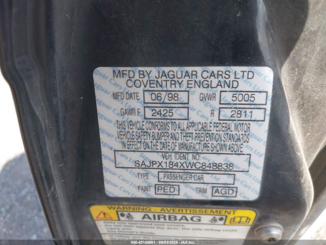 1998 JAGUAR XJR SAJPX184XWC848838 Photo 8