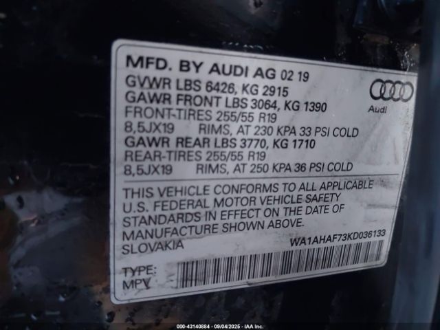 2019 AUDI Q7 WA1AHAF73KD036133 Photo 8