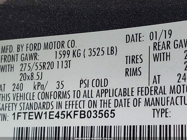 Ford gtdi 2019 1FTEW1E45KFB03565 Image 9