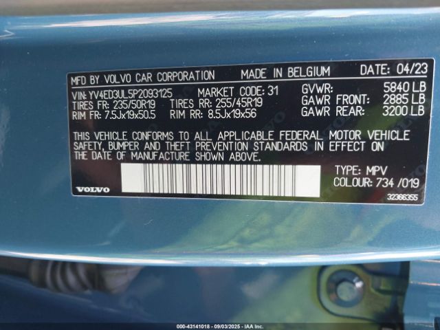 2023 VOLVO XC40 RECHARGE PURE ELECTRIC YV4ED3UL5P2093125 Photo 8