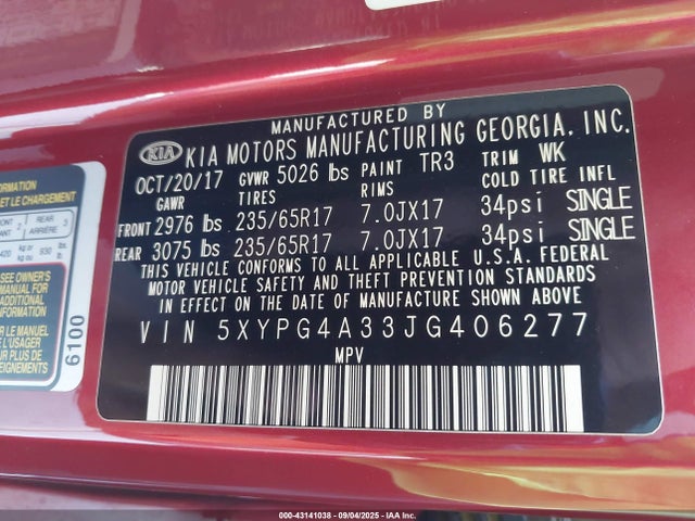 5XYPG4A33JG406277 KIA gdi theta-ii