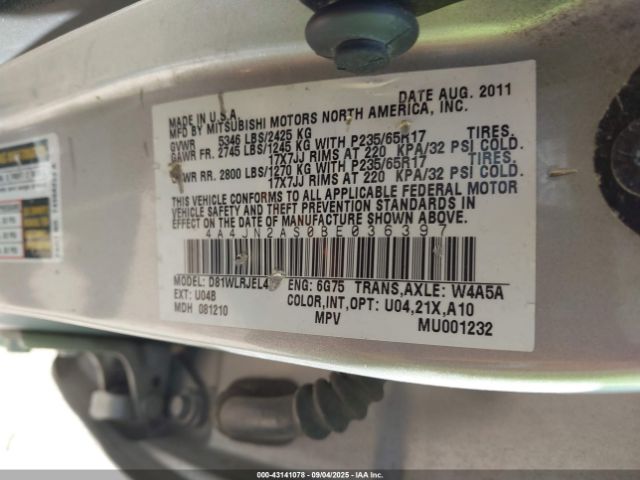 2011 MITSUBISHI ENDEAVOR 4A4JN2AS0BE036397 Photo 8