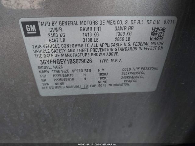 2011 CADILLAC SRX 3GYFNGEY1BS679026 Photo 8