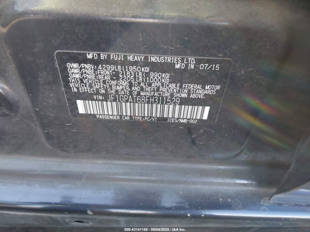 JF1GPAT68FH311529 Subaru 2.0l na