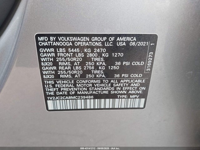 Volkswagen 2.0 tsi 2021 1V2JC2CA8MC239486 Image 9