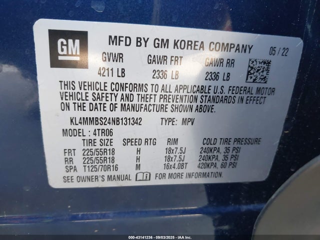 KL4MMBS24NB131342 Buick lih - e0-15, di, l3, vvt, alum, css prime