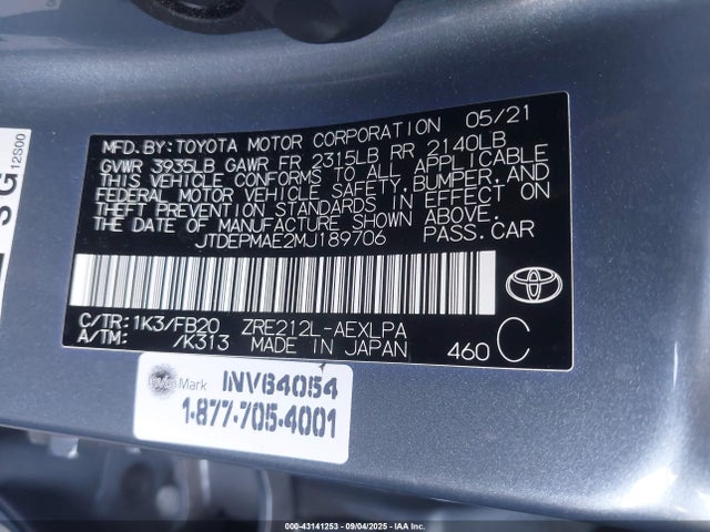 Toyota 2zr-fae 2021 JTDEPMAE2MJ189706 Image 9