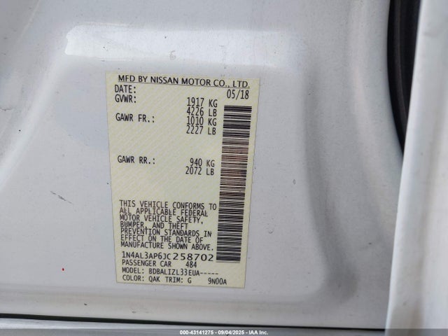 1N4AL3AP6JC258702 Nissan 2018