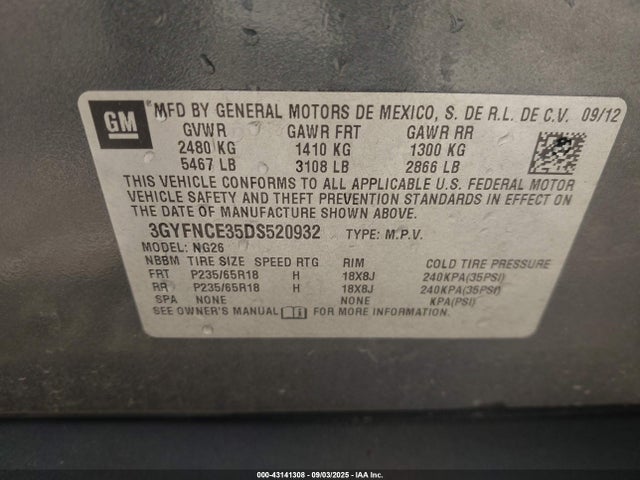 2013 CADILLAC SRX 3GYFNCE35DS520932 Photo 8