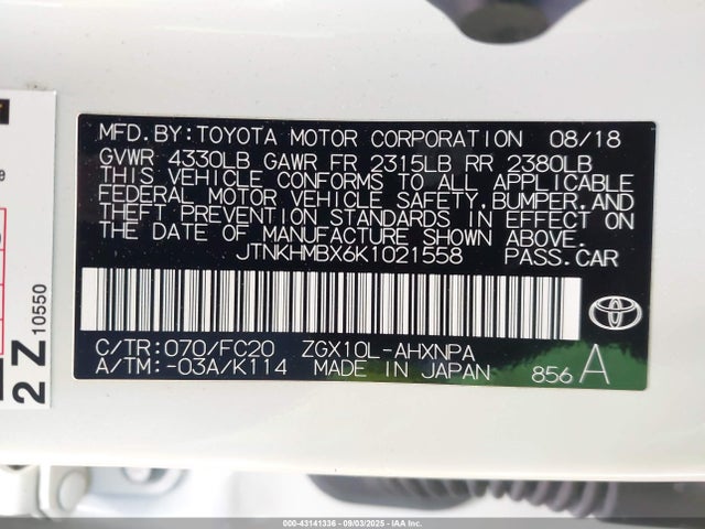 JTNKHMBX6K1021558 Toyota 3zr-fae