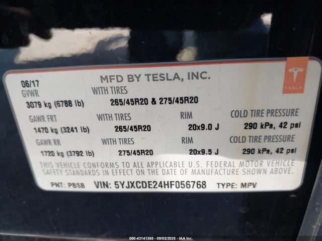 2017 TESLA MODEL X 5YJXCDE24HF056768 Photo 8