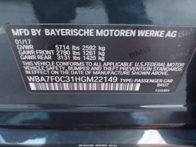 2017 BMW 750I WBA7F0C31HGM22149 Photo 8