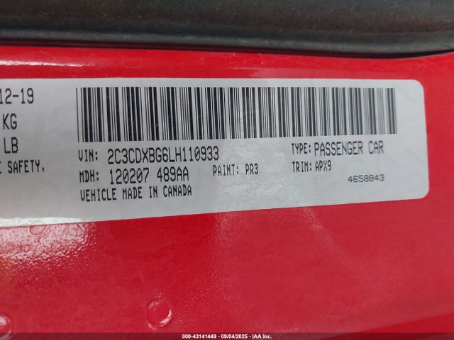 2C3CDXBG6LH110933 Dodge Charger