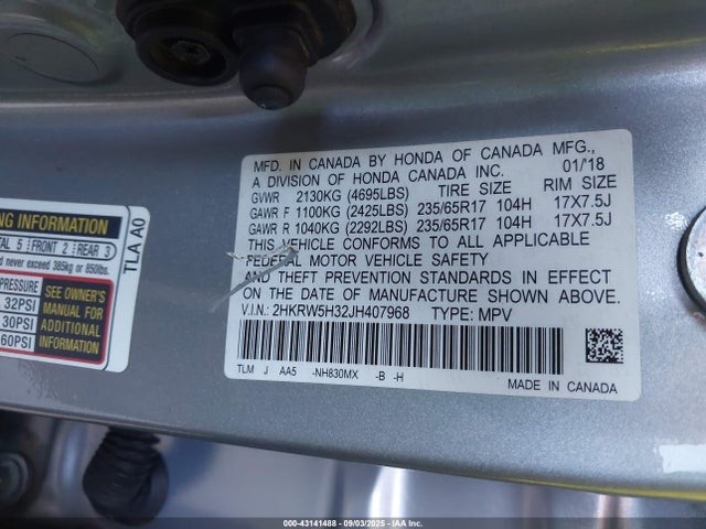 2HKRW5H32JH407968 Honda k24w9/k24v9