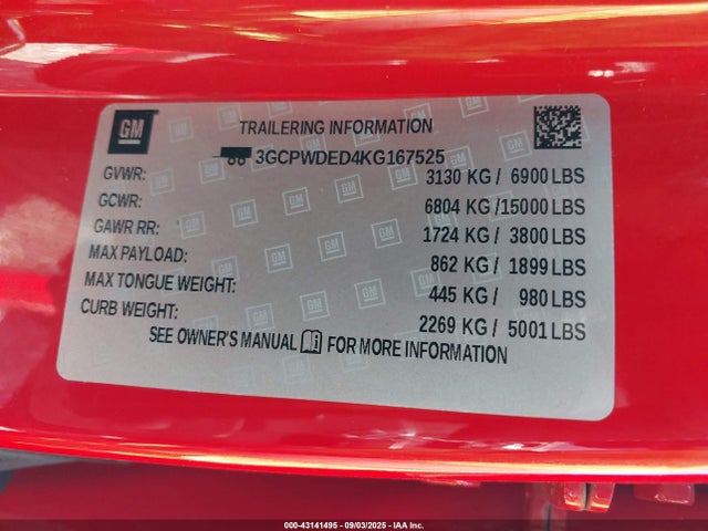 3GCPWDED4KG167525 Chevrolet l84 - di, dfm, alum, gen 5, var 2