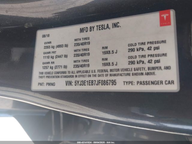 2018 TESLA MODEL 3 5YJ3E1EB7JF086795 Photo 8