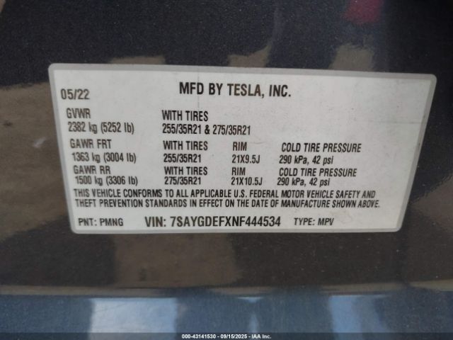 2022 TESLA MODEL Y 7SAYGDEFXNF444534 Photo 8