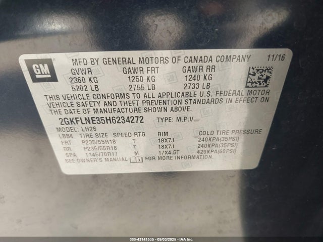 2017 GMC TERRAIN 2GKFLNE35H6234272 Photo 8