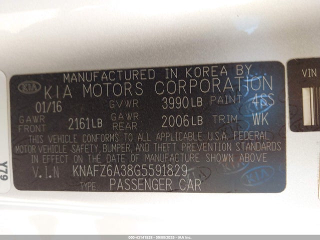 KNAFZ6A38G5591829 KIA t-gdi gamma