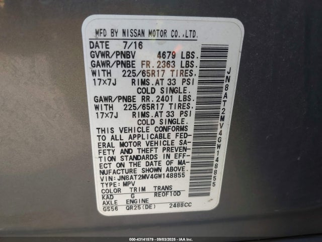 JN8AT2MV4GW148855 Nissan 2016