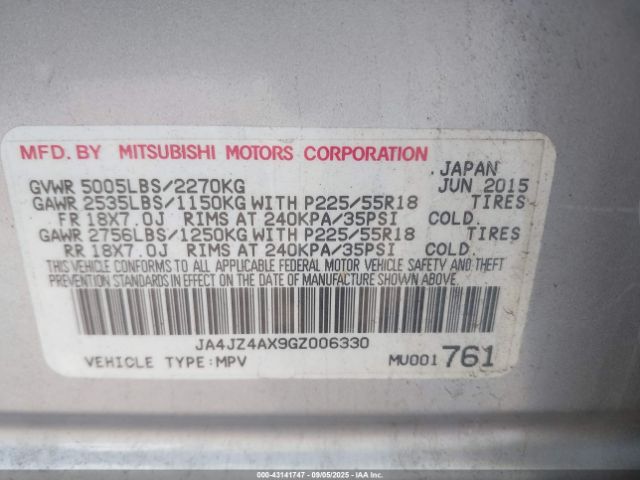 2016 MITSUBISHI OUTLANDER JA4JZ4AX9GZ006330 Photo 8