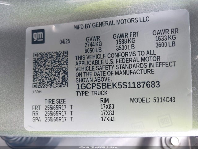 1GCPSBEK5S1187683 Chevrolet l3b