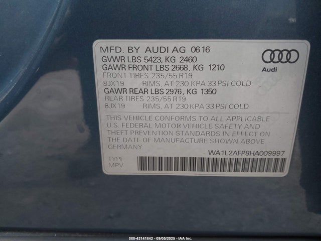 2017 AUDI Q5 WA1L2AFP8HA009997 Photo 8