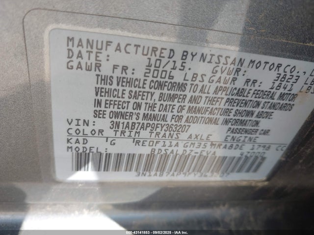 Nissan Sentra 2015 3N1AB7AP9FY363207 Image 9