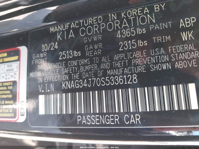 KNAG34J70S5336128 KIA gdi theta iii