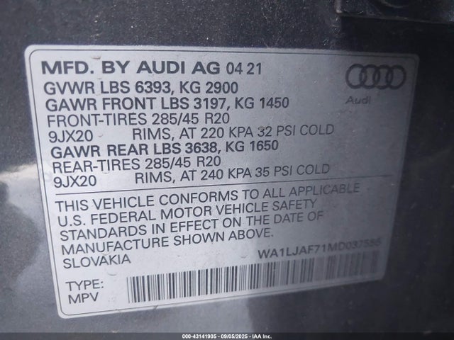 2021 AUDI Q7 WA1LJAF71MD037555 Photo 8