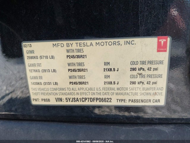 2013 TESLA MODEL S 5YJSA1CP7DFP06622 Photo 8