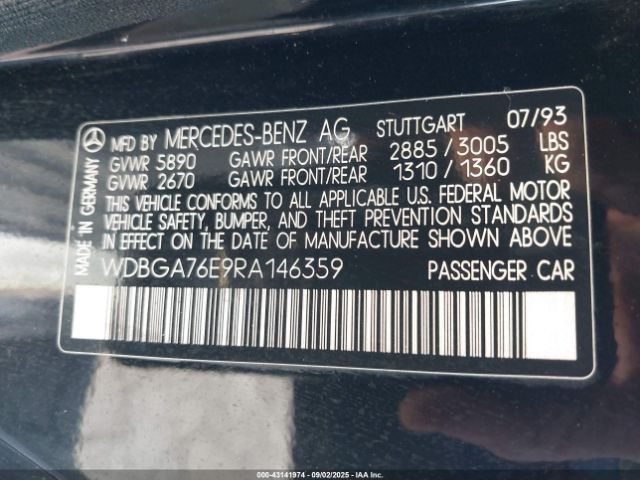 1994 MERCEDES-BENZ S WDBGA76E9RA146359 Photo 8