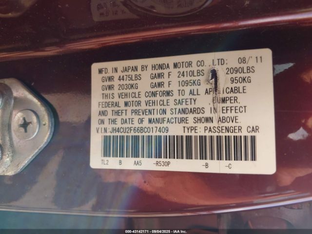 2011 ACURA TSX JH4CU2F66BC017409 Photo 8