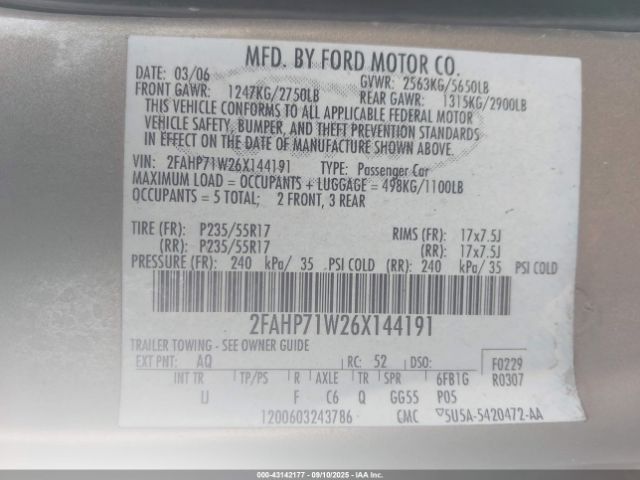 2006 FORD CROWN VICTORIA 2FAHP71W26X144191 Photo 8
