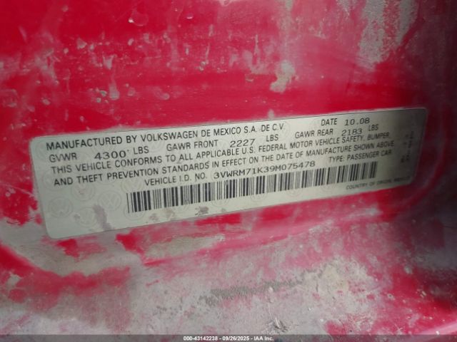2009 VOLKSWAGEN JETTA 3VWRM71K39M075478 Photo 8