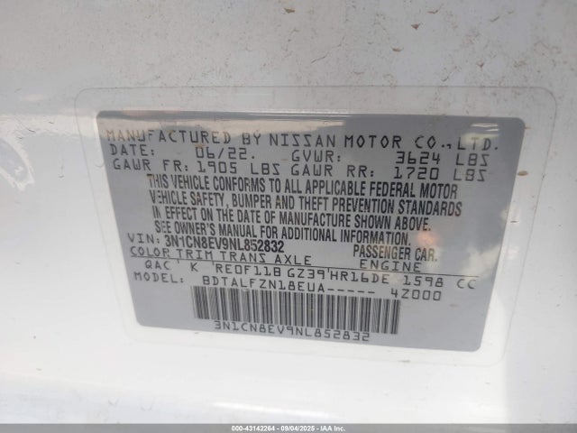 Nissan Versa 2022 3N1CN8EV9NL852832 Image 9