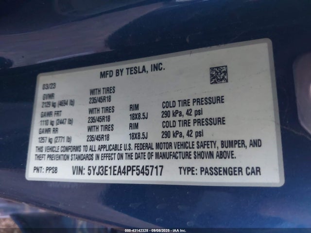 2023 TESLA MODEL 3 5YJ3E1EA4PF545717 Photo 8