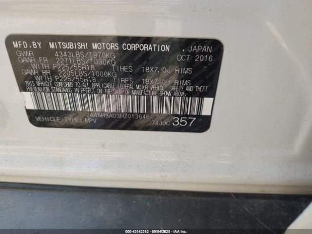 2017 MITSUBISHI OUTLANDER SPORT JA4AR3AU3HZ013646 Photo 8