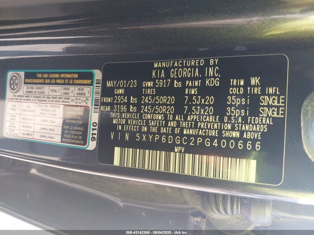 KIA gdi lambda-ii 2023 5XYP6DGC2PG400666 Image 9