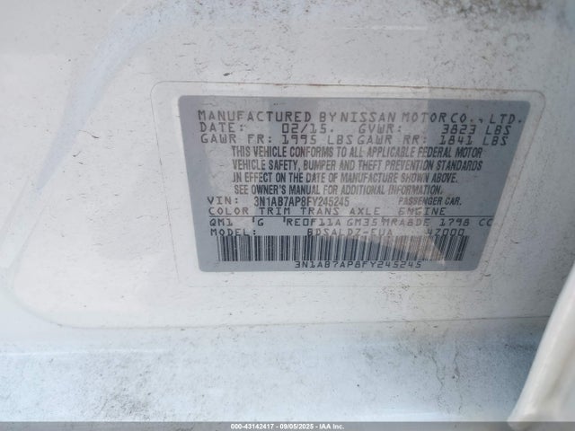 3N1AB7AP8FY245245 Nissan 2015