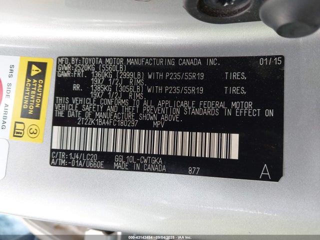 2T2ZK1BA4FC180297 Lexus RX 350