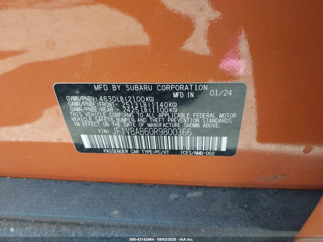 Subaru dib 2024 JF1VBAB60R9800366 Image 9