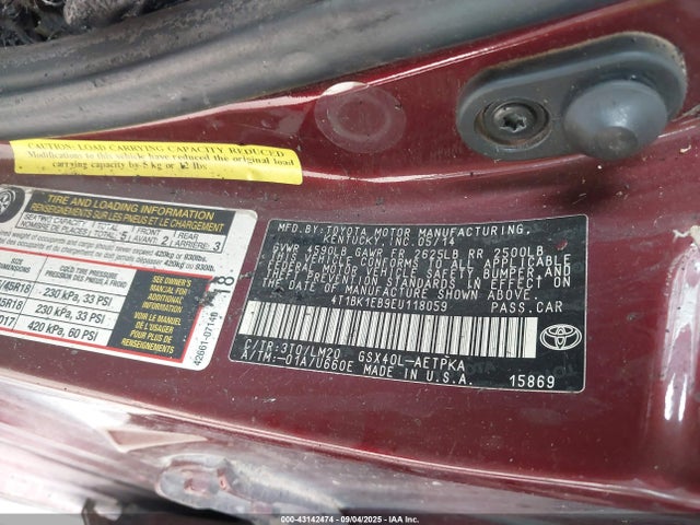 Toyota 2gr-fe 2014 4T1BK1EB9EU118059 Image 9