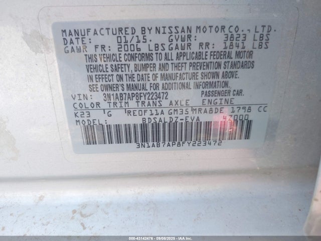 3N1AB7AP8FY223472 Nissan 2015